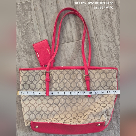 Nine West Pink and Cream Tote Bag with Dual Handles - Picture 14 of 14